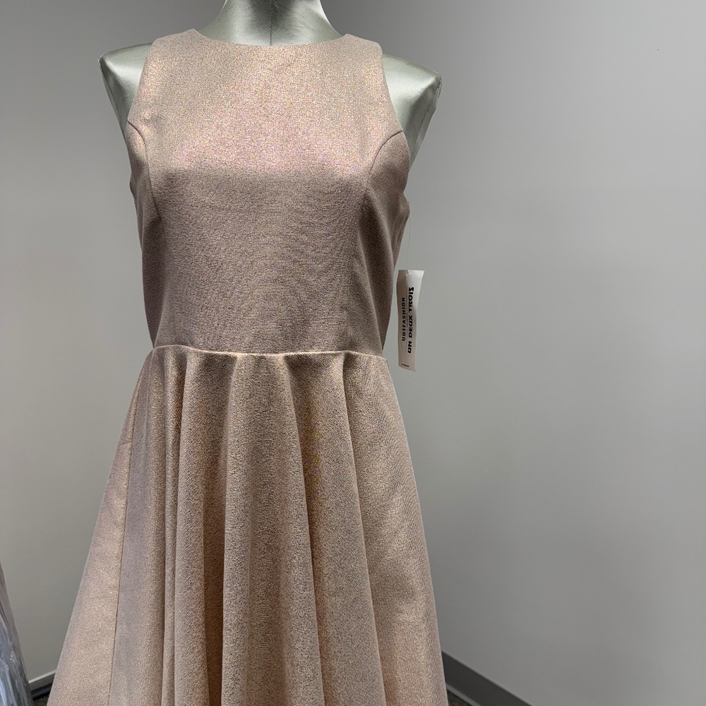 NWT Un Deux Trois Rose Gold Racerback Party Dress Size 7p
